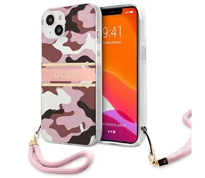 Guess GUHCP13SKCABPI Camo Strap růžová / Pouzdro / Apple iPhone 13 mini / hardcase
