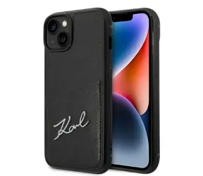 Karl Lagerfeld Signature Logo Cardslot černá / Zadní kryt / se slotem na kartu / pro Apple iPhone 14 Plus