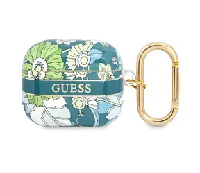 Guess GUA3HHFLN zelená / Pouzdro pro Apple AirPods 3 / Flower Strap Collection