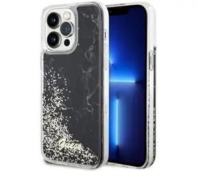 Guess Liquid Glitter Marble černá / Zadní kryt / Apple iPhone 14 Pro Max / Hardcase