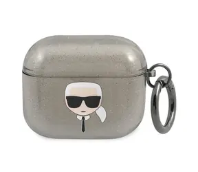 Karl Lagerfeld Glitter Karl's Head pro Apple AirPods 3 černá / Pouzdro / Sluchátka a Bluetooth