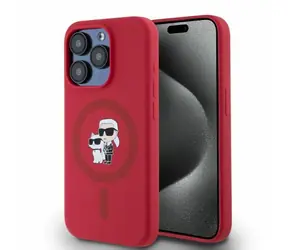 Karl Lagerfeld Silicone Karl&Choupette Heads Ring červená / Zadní kryt / MagSafe / iPhone 15 Pro
