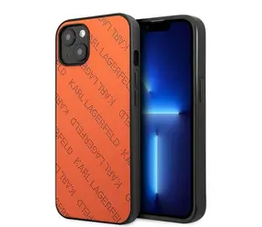 Karl Lagerfeld Perforated Allover oranžová / Pouzdro / Apple iPhone 13, 14, 15 / PU kůže