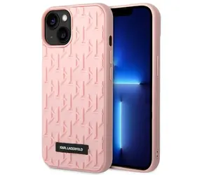 Karl Lagerfeld 3D Monogram růžová / Kryt pro Apple iPhone 14 Plus / Reliéfní 3D logo