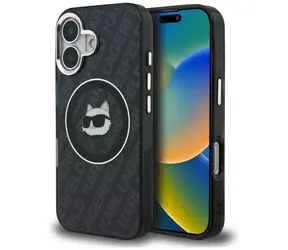 Karl Lagerfeld IML Choupette Head Logo černá / Zadní kryt pro iPhone 16 / MagSafe