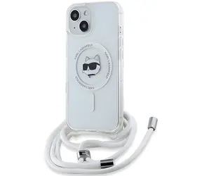 Karl Lagerfeld Choupette Head & Cord transparentní / Kryt / MagSafe / IML / iPhone 13, 14, 15