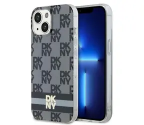 DKNY IML Checkered Mono Pattern černá / Zadní kryt / MagSafe / iPhone 13/14/15