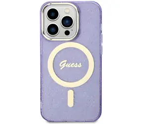 Guess Glitter Gold MagSafe fialová / Pouzdro pro Apple iPhone 11/XR / MagSafe
