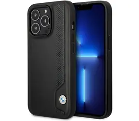 BMW Leather Blue Dots pro Apple iPhone 14 Pro Max černá / Zadní kryt / Kůže / Hardcase
