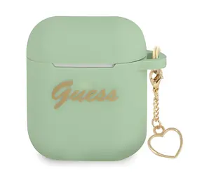 Guess 4G Charm Heart pro Apple AirPods zelená / Pouzdro / Silikonové