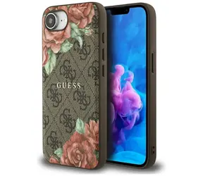 Guess 4G Flowers Print hnědá / Kryt s MagSafe / Apple iPhone 16e