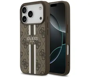 Guess 4G Printed Stripes MagSafe hnědý / Zadní kryt / Apple iPhone 17 Pro / MagSafe