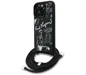 Karl Lagerfeld Crossbody Grained Pattern & Logo černá / Zadní kryt / iPhone 16 Pro Max
