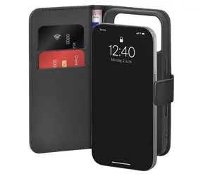 Puro Wallet Stand černá / Pouzdro / iPhone 17 Pro Max / Eko-kůže / Peněženka a stojánek