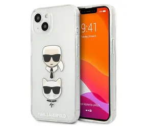 Karl Lagerfeld Glitter Karl's & Choupette Head stříbrná / Kryt / pro Apple iPhone 13 mini