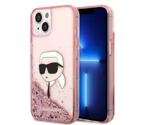 Karl Lagerfeld Glitter Karl's Head růžová / Zadní kryt / Apple iPhone 14 Plus