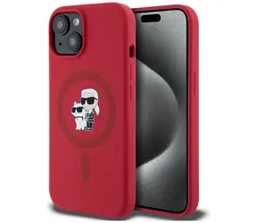 Karl Lagerfeld Silicone Karl and Choupette Heads Ring MagSafe červená / Kryt / MagSafe / iPhone 15