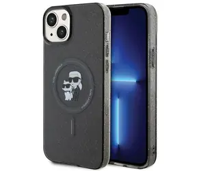 Karl Lagerfeld Karl & Choupette Glitter kryt pro iPhone 15 Plus černá / Kryt / MagSafe