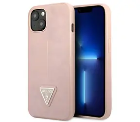 GUESS Saffiano Triangle růžová / Zadní kryt / Apple iPhone 13 mini / Hardcase