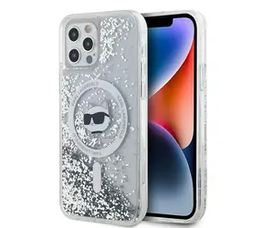 Karl Lagerfeld Liquid Glitter Choupette iPhone 12/12 Pro čirá / Kryt / MagSafe