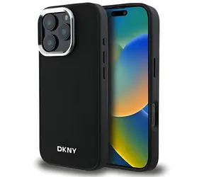 DKNY Zadní kryt Plain Silver Logo černá / Zadní kryt / MagSafe / Apple iPhone 16 Pro Max