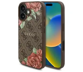 Guess 4G Flowers Print MagSafe hnědá / Zadní kryt / pro iPhone 16