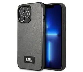 Karl Lagerfeld Saffiano Plaque stříbrná / Zadní kryt / iPhone 13 Pro Max