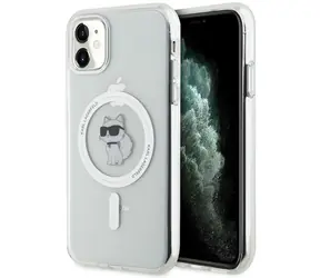 Karl Lagerfeld IML Choupette transparentní / Kryt pro iPhone 11 a iPhone XR / MagSafe