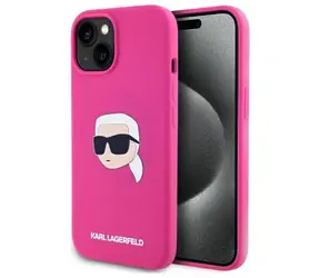 Karl Lagerfeld Silicone Karl Head Print MagSafe fuchsiová / Kryt / pro Apple iPhone 15 / MagSafe