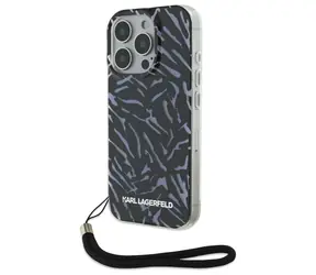 Karl Lagerfeld Zebra fialová / Zadní kryt / iPhone 16 Pro / se šňůrkou