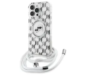 Karl Lagerfeld IML Crossbody Monogram K&CH Head čirá / Kryt / MagSafe / iPhone 16 Pro