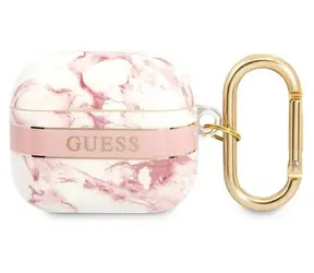 GUESS Marble Strap Collection růžová / Pouzdro pro Apple AirPods 3