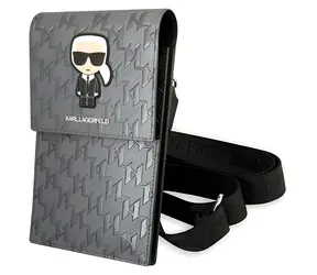 Karl Lagerfeld Ikonik Karl Monogram Patch stříbrná / Taška na telefon / Monogram