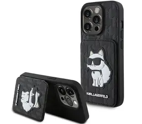 Karl Lagerfeld Saffiano Card Slot Stand Choupette černá / Zadní kryt / pro Apple iPhone 15 Pro Max