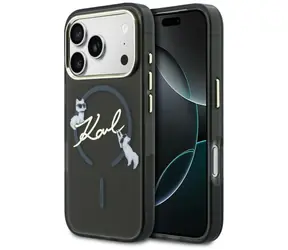 Karl Lagerfeld IML Choupettes Karl Script Logo černá / Zadní kryt / MagSafe / Apple iPhone 17 Pro Max