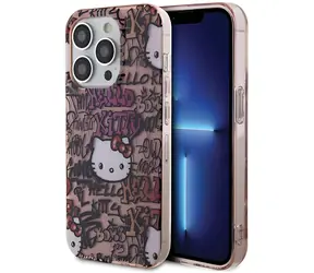 Hello Kitty Tags Graffiti růžová / Kryt pro Apple iPhone 13 Pro a 13 / IML potisk