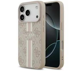 Guess 4G Printed Stripes MagSafe zadní kryt iPhone 17 Pro růžová / Zadní kryt / MagSafe