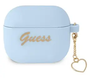 Guess Silikonové Pouzdro Charm Heart AirPods 3 modrá / Pouzdro / Pro Apple AirPods (3. generace)