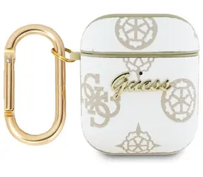 Guess 4G Hook pouzdro pro Apple AirPods 1 & 2 bílá / Pouzdro / S karabinkou