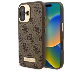 Guess 4G Logo Plate MagSafe Brown / Zadní kryt / Apple iPhone 16
