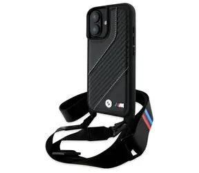 BMW M Edition Carbon Stripe & Strap černá / Pouzdro / pro Apple iPhone 16 Plus