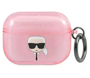 Karl Lagerfeld Glitter Karl's Head růžová / Pouzdro / pro Apple AirPods Pro