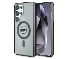 Karl Lagerfeld Button Choupette Head černá / Zadní kryt / Samsung Galaxy S25 Ultra / MagSafe