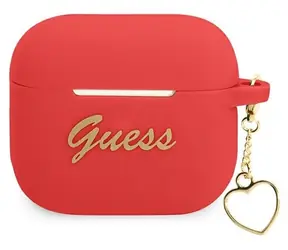 GUESS Silicone Charm Heart Collection červená / Pouzdro pro Apple AirPods 3