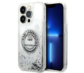 Karl Lagerfeld Liquid Glitter iPhone 14 Pro Max stříbrná / Zadní kryt / Apple iPhone 14 Pro Max
