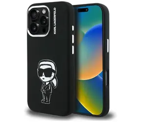 Karl Lagerfeld Liquid Silicone Karl Sketch černá / Kryt / Apple iPhone 16 Pro Max / MagSafe