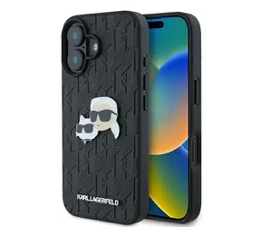 Karl Lagerfeld Monogram Karl & Choupette Head Pin černá / Zadní kryt / Apple iPhone 16