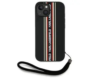 Karl Lagerfeld Saffiano Athleisure Stripes Cord červená / Zadní kryt / iPhone 15