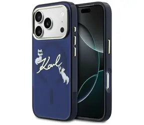 Karl Lagerfeld IML Choupettes Karl Script Logo modrá / Zadní kryt / MagSafe / iPhone 17 Pro