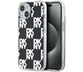 DKNY IML Checkered černá / Zadní kryt / IML / Apple iPhone 15 Plus, 14 Plus